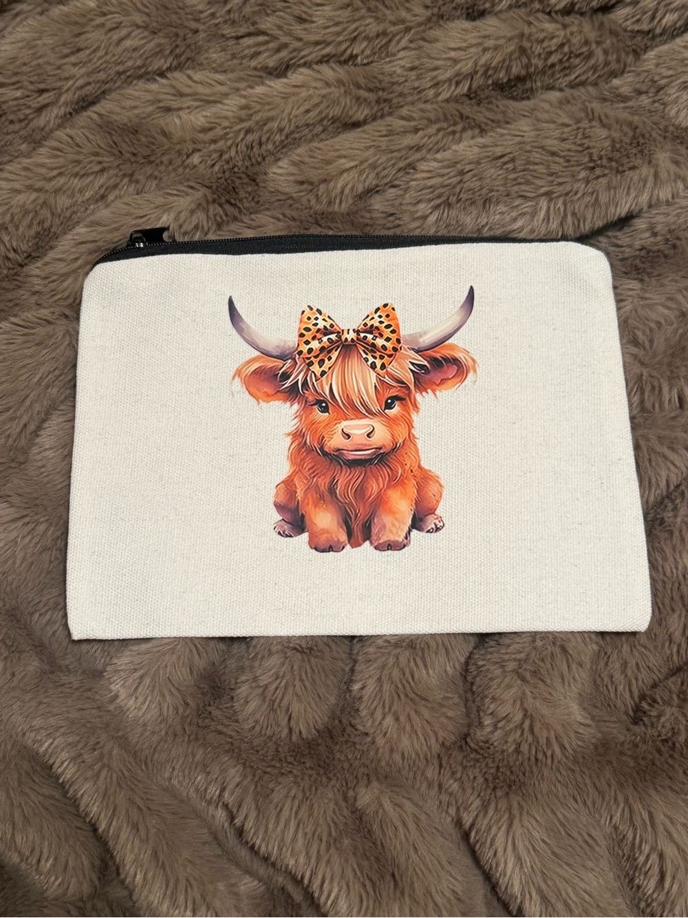 Highland Cow Cosmetic Bag